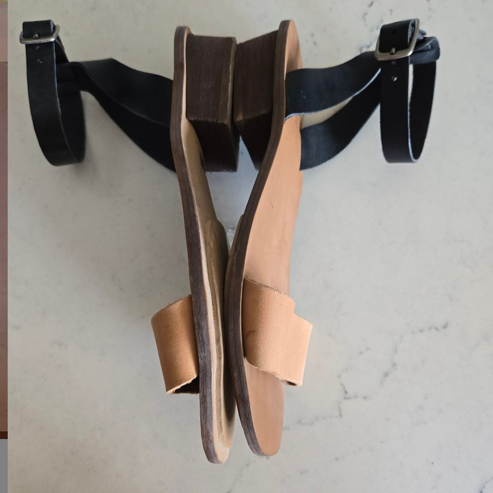 Women's Madewell Sandals Size 8.5 Tan and Black Stacked Color - Picture 9 of 14